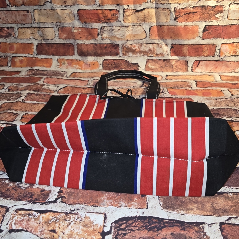 Striped Red and Black Tote Bag - Picture 6 of 7